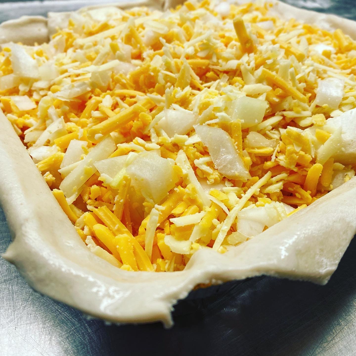 Cheese & Onion Tray Pie Nicholsons Butchers T01282 617557